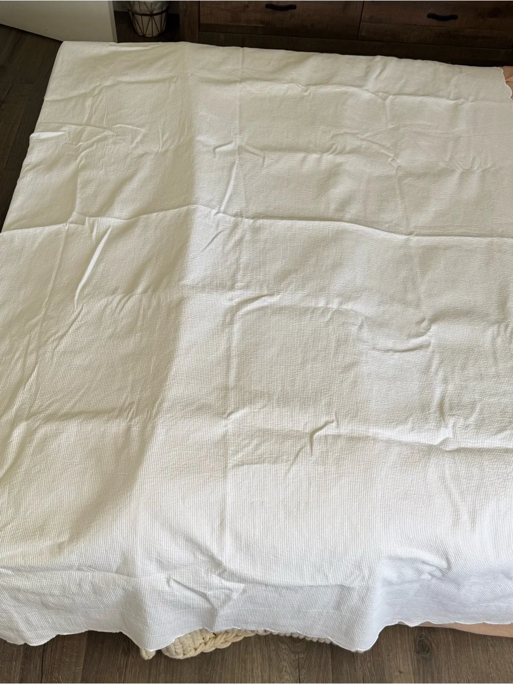 Vintage Ralph Lauren Embossed White Twin Size Sheet Bedspread Scalloped 90s